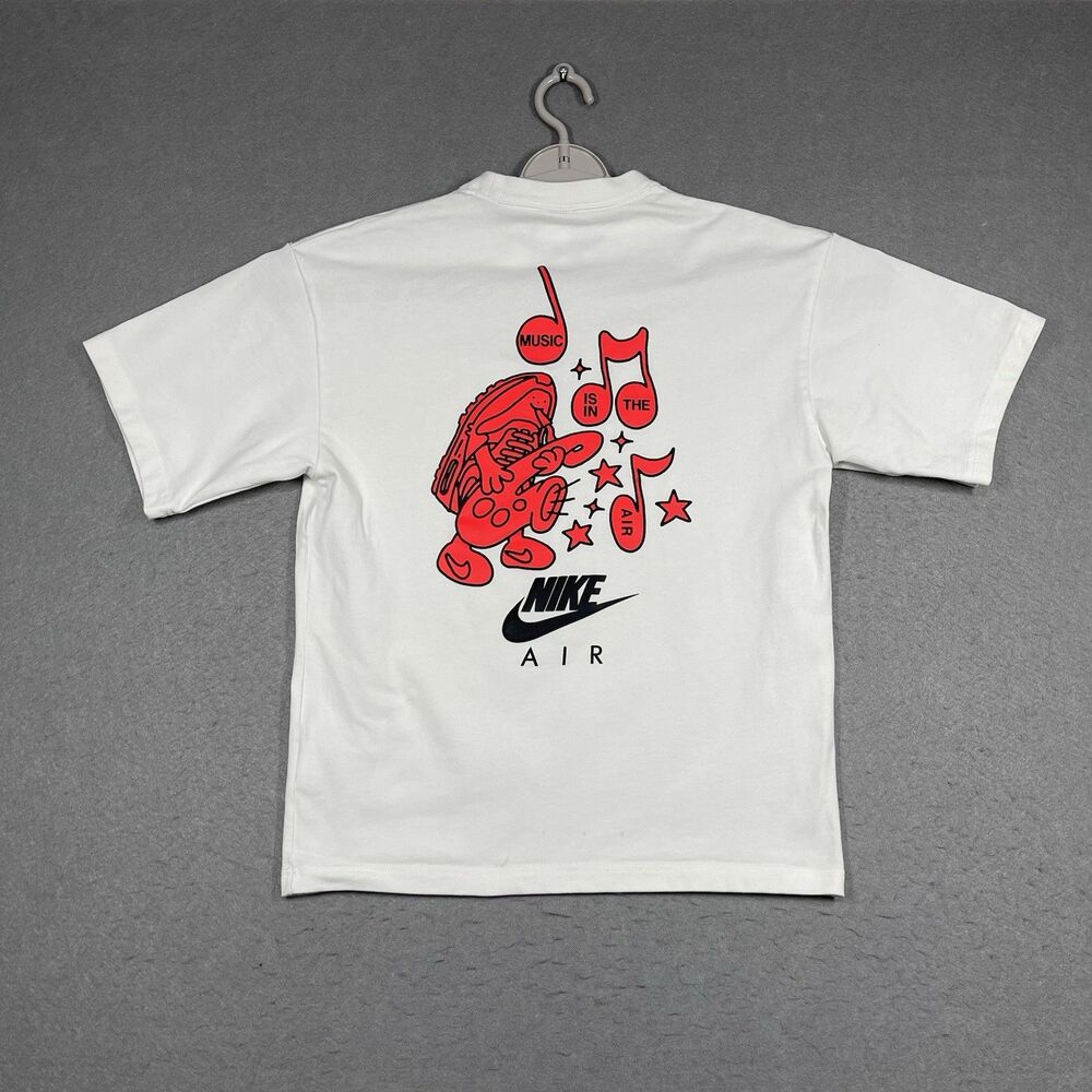 Nike Air Shirt Men Small White Music Is In The Air Saxophone Graphic Heavyweight